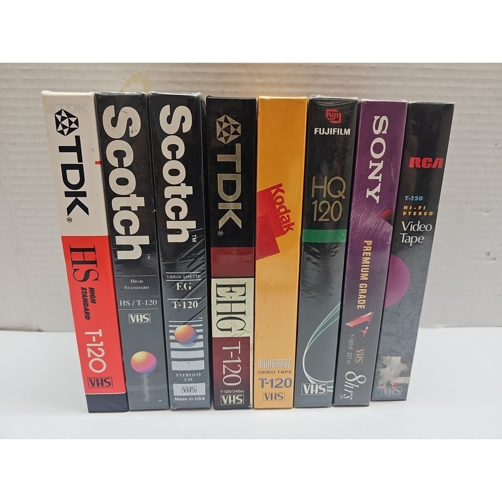 Lot of 8 New Sealed Blank VHS Tapes T-120,160 etc. Mixed Brands High Standard
